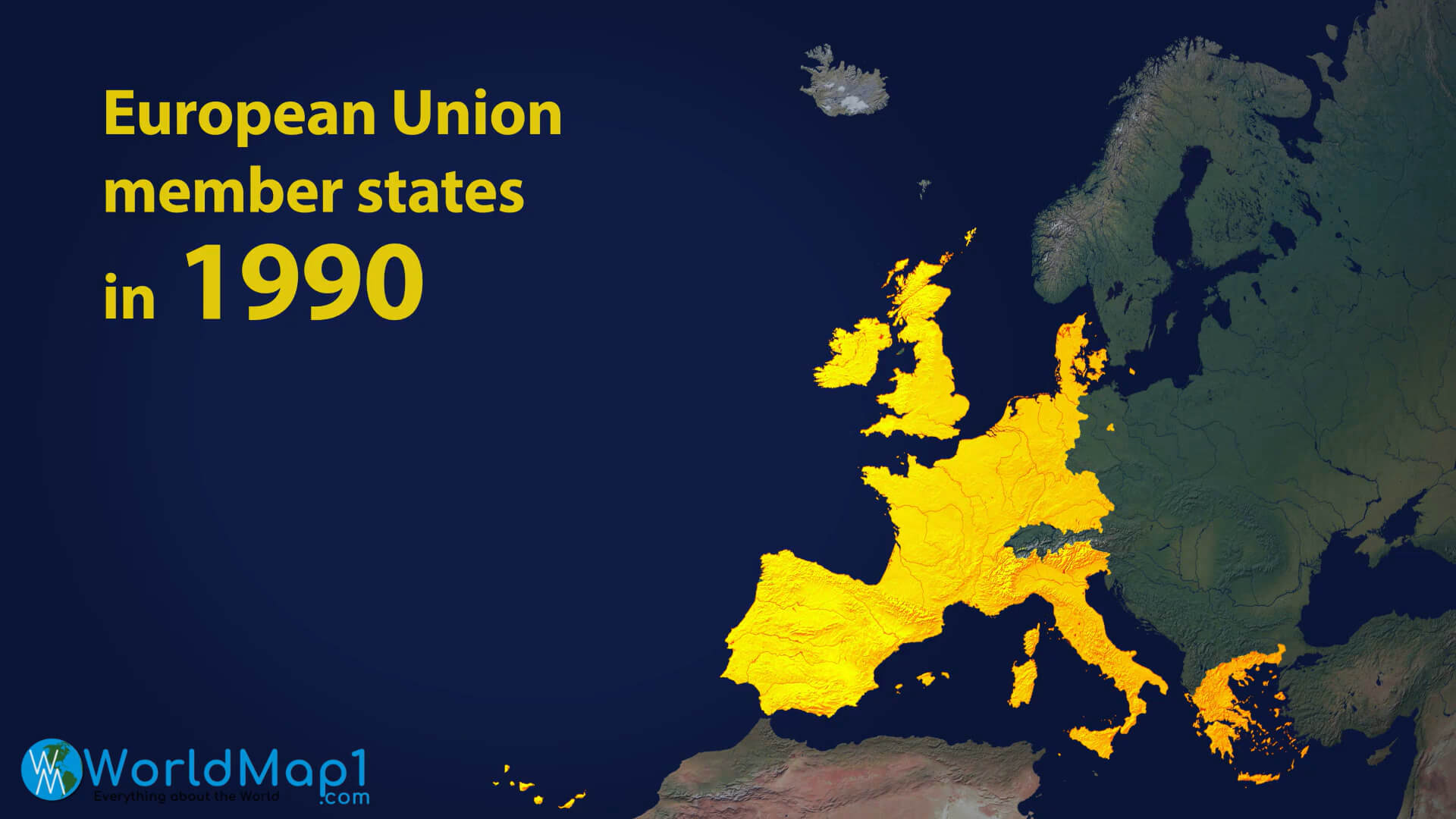 Karte der Mitgliedstaaten der Europäischen Union in 1990
